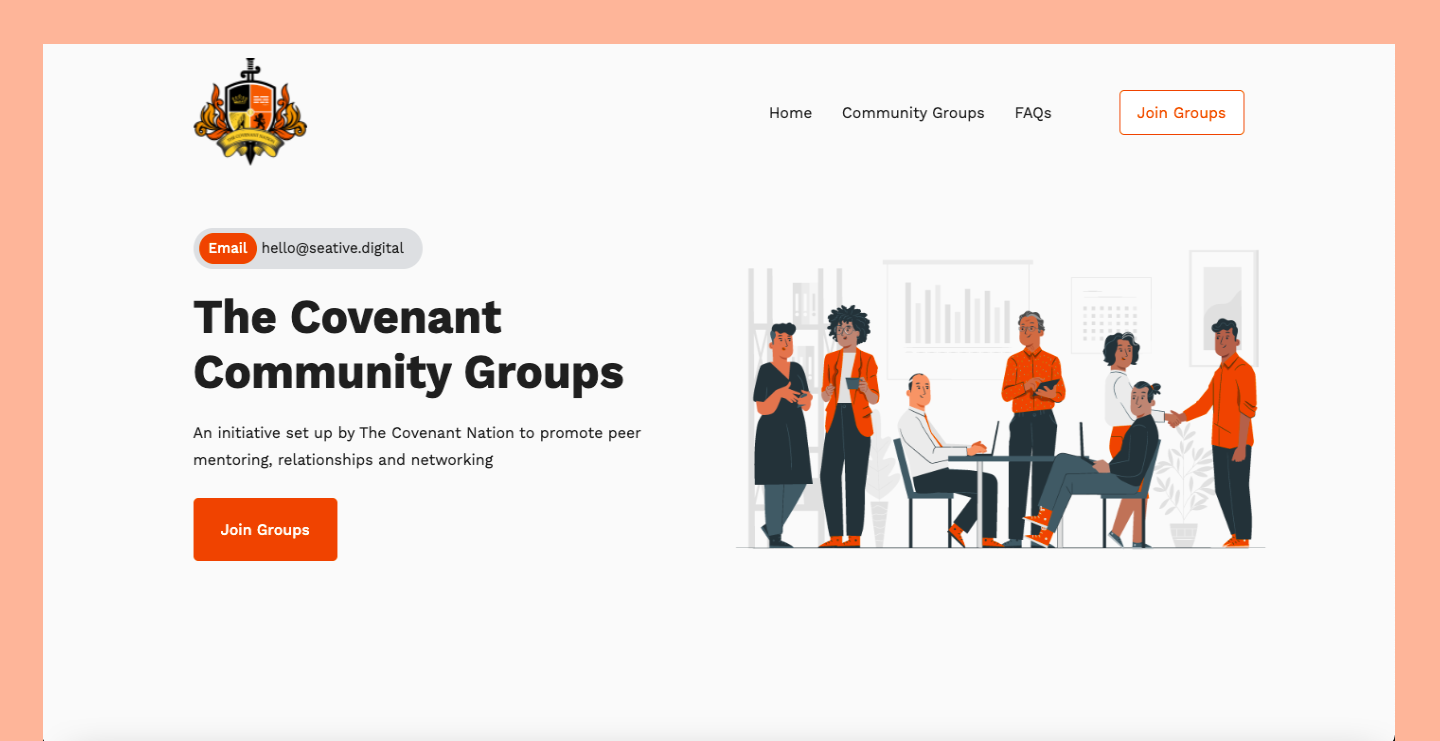 community page website screenshot